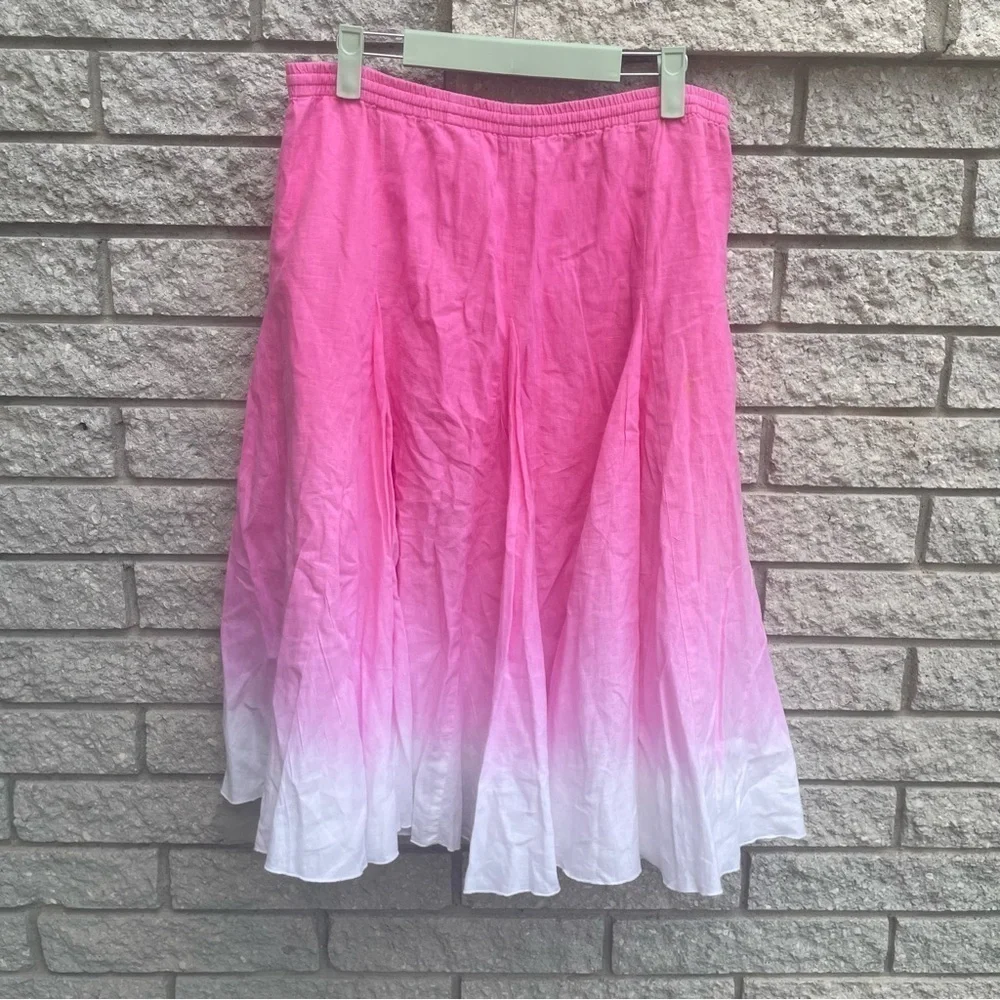 Banana Republic Linen Blend Pink and White Ombre Skirt Size Medium - Picture 5 of 8